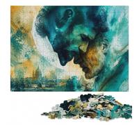 Two Men Faces Watercolor Illustration Jigsaw Puzzle for Adults, 300 Pieces | Adult Puzzle - puzzle activity for spare time at home.