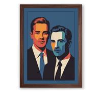 Two Men in Formal Attire Pop Art Framed Wall Art Print A4 (29.7×21cm) Walnut, Wall Decor for Living Room, Bedroom, Office & Home, Ready to Hang, Art Gift