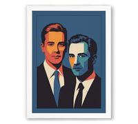 Two Men in Formal Attire Pop Art Framed Wall Art Print A4 (29.7×21cm) White, Wall Decor for Living Room, Bedroom, Office & Home, Ready to Hang, Art Gift