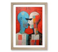 Two Men in Love Contemporary Framed Wall Art Print, Ready to Hang Picture for Living Room Bedroom Home Office, Oak A2 (48 x 66 cm)