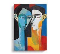 Two Men in Love Expressionism No.2 Canvas Print | Gallery Wrapped 30mm Frame Wall Art | 30x20 inches | Ready to Hang | Eclectic People Picture | Living Room Bedroom Lounge Office