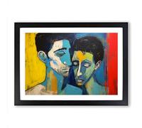 Two Men in Love Expressionism No.2 Framed Print | A2 Black Framed Wall Art | Ready to Hang | Eclectic Love Picture | Living Room Bedroom Lounge Office