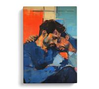 Two Men in Love Gestural Art Canvas Print | Gallery Wrapped 30mm Frame Wall Art | 30x20 inches | Ready to Hang | Contemporary People Picture | Living Room Bedroom Lounge Office