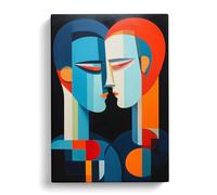 Two Men in Love Orphism Art Canvas Print | Gallery Wrapped 30mm Frame Wall Art | 30x20 inches | Ready to Hang | Contemporary People Picture | Living Room Bedroom Lounge Office