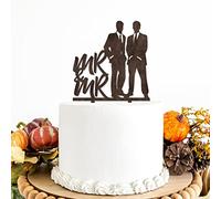 Two Men Standing Rustic Cake Topper - Same Sex Silhouette Cake Toppers - Groom And Groom Silhouette Homosexual Gay Wedding Decor LGBT Rustic Toppers