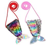 Two Mermaid Tail Wallets, Children's Color Cross -Body Wallets, Girl Mini Sequins Wallets, Interesting Coin Wallets, Creative Coin Purse
