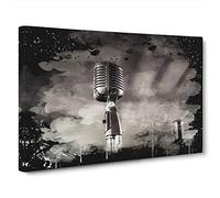 Two Microphones Music Canvas Print for Living Room Bedroom Home Office Décor, Wall Art Picture Ready to Hang, 30 x 20 Inch (76 x 50 cm)