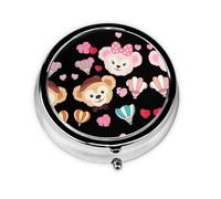 Two Monkeys This Small, Printed, Round Pill Box is a Portable Pill and Vitamin Organizer Perfect for Pockets, Purses, and Travel.