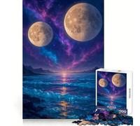 Two Moons over A Cosmic Ocean 1000-piece Puzzle for Teenagers Smart Exercise Calm Leisure Accurate Edges Fine Xmas Gift (38x52cm)