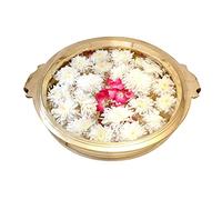 Two Moustaches Brass Urli Traditional Bowl, Antique Yellow