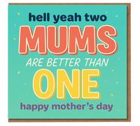 Two Mums Are Better Than One Mother's Day Card - Hell Yeah, Colourful Confetti Design for Both Mums