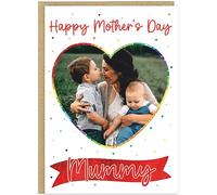 Two Mums Personalised Rainbow Heart Mother's Day Card - Add Own Custom Name Upload Heart Photo Gay Mum Mama & Mummy Co-Mums Same Gender Parents Gift A5 Card