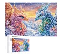 Two Mythical Birds in Snowy Mountains 1000 Piece Jigsaw Puzzle for Seniors Indoor Mind Game Cognitive Balance Gift for Leisure Time 1000 PCS