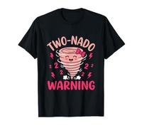 Two Nado Warning 2nd Birthday Girl Tornado Toddler Bow Kids T-Shirt