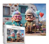 Two Old Ladies in Front of The RV 1000 Piece Jigsaw Puzzles for Adults Camping Scene Art Jigsaw Puzzle Challenging Family Activity Games Colorful DIY Craft Puzzle for Home Decor Gifts 27×20 Inches
