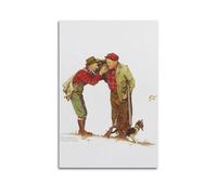 Two Old Men And Dog Hunting by Norman Rockwell Canvas Art PosterWall Art Canvas Poster Music Albums And Movies Decorative Painting for Living Bed Room 16x24inch(40x60cm) Unframe-style