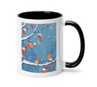 Two Orange Birds Ceramic Coffee Mug with Handle 11 Ounces, Porcelain Mug Coffee Cup Tea Mug Water Cup Ideal for Coffee,Tea,Latte,Cappuccino,Microwave & Dishwasher Safe Unique Gift Cup