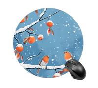 Two Orange Birds Round Mouse Pad, Non-Slip Rubber Base Waterproof Washable, Computer Mouse Mat for Office Gaming Studying, Premium-Textured Durable Portable Circle Mousepad for Desktop PC Notebook