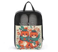 Two Orange Cats Shoe Bags Foldable Breathable Portable Shoe Puches Organizer Stylish Expandable Packing Travel Shoes Bags for Sneakers Gym Luggage Closet