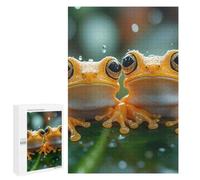 Two Orange Frogs in The Rain Adult Puzzle, 1000 PCS, Relaxing Jigsaw Activity, A Satisfying Project for Experienced Puzzlers, for Cosy Nights