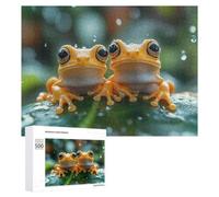 Two Orange Frogs in The Rain Classic Jigsaw Puzzle for Adults, 500 PCS