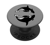 Two Orcas Whale Jumping I Love Orca For Orcas Lover PopSockets Adhesive PopGrip