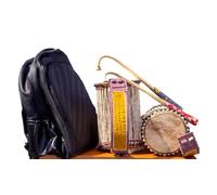 Two Original Nigerian Talking Drums and Wooden Beater with Double Leather Carry Bag Bonus