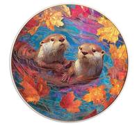 Two Otters Floating in Water, Autumn Leaves,Rätsel Für Erwachsene 1000pcs (67.5x67.5cm),Herausforderungsspiele