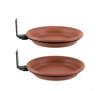 Two Outdoor Bird Feeder Trays Plastic and Iron Construction Weather Resistant Perch Design 21cm Diameter Multicolored Easy to Clean Mountable on Trees(Double Levels)