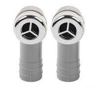 Two overflow pipe connectors designed with 29 x 29 mm round interface, for managing sink water levels and overflow in homes and commercial spaces