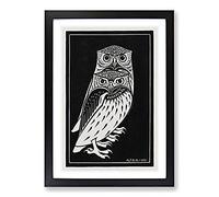 Two Owls by Julie De Graag Framed Wall Art Print A2 Black