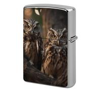 Two Owls on The Tree Metal Lighter Case Cover, Personalized Graffiti Lighter Sleeve, Waterproof Double-Sided Protector for Women Men Gifts
