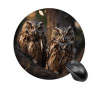 Two Owls on The Tree Mouse Pad Round Laptop Mouse Mat Cute Computer Mousepad Keyboard Pad Non-Slip Desk Pads for Gaming Office Work Home
