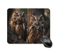 Two Owls on The Tree Mouse Pad Square Laptop Mouse Mat Cute Computer Mousepad Keyboard Pad Non-Slip Desk Pads for Gaming Office Work Home 20 * 25cm