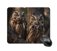 Two Owls on The Tree Mouse Pad Square Laptop Mouse Mat Cute Computer Mousepad Keyboard Pad Non-Slip Desk Pads for Gaming Office Work Home 25 * 30cm