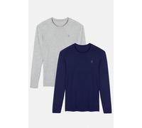 Two Pack "Grey Marl and Navy" Bamboo Long Sleeve T-Shirts British Boxers Light Grey L