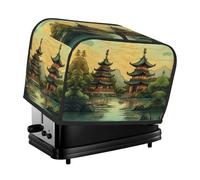 Two Pagodas on the Lake Toaster Cover 2 Slice, Waterproof Bread Machine Covers with Pockets Universal Size Kitchen Small Appliance Cover with Handle, Dust and Fingerprint Protection