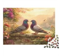 Two Pairs of Rock Pigeons on The Rocks at The Lake Shore Puzzle 1000pcs (75x50cm) Puzzles, Die Für Erwachsene Und Personen Ab 14 Jahren Geeignet Sind