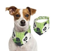Two Pandas Cotton Dog Bandanas - Washable Cotton Handkerchief Scarf Triangle Bandana for Small Medium Large Dog,Cat, Black