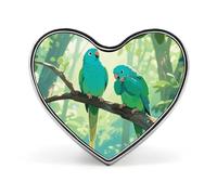 Two Parakeets Birds Lapel Pin Metal Brooch Badge Round Button Enamel Style Pinback for Hats Bags Clothing Gift