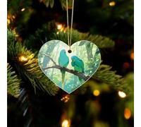 Two Parakeets Christmas Ornaments - Farmhouse Xmas Hanging Ornaments for Christmas Tree Decorations, Rustic Holiday Love Pendant Decor and Gift Party Tags