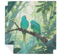 Two Parakeets Cloth Napkin 2 PCS Table Dinner Napkins Washable & Reusable Cloth Napkins Washable Tablecloth for Party, Wedding, Lunch, Dinners, Banquet, Christmas