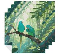 Two Parakeets Cloth Napkin 4 PCS Table Dinner Napkins Washable & Reusable Cloth Napkins Washable Tablecloth for Party, Wedding, Lunch, Dinners, Banquet, Christmas