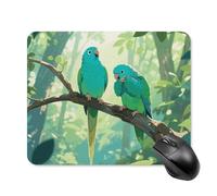 Two Parakeets Mouse Pad 20 * 25cm - Non-Slip Rubber Base Mouse Mat Portable Square Desk Mat for Office, Laptop, Travel, Wireless Mice Mats - Waterproof & Durable Design