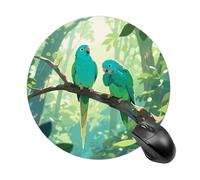 Two Parakeets Round Mouse Pad 7.8 Inch - Non-Slip Rubber Base Mouse Mat Portable Ergonomic Desk Mat for Office, Laptop, Travel, Wireless Mice Mats - Waterproof & Durable Design