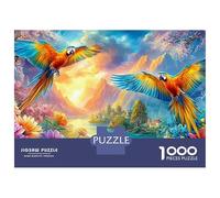 Two Parrots Fly over River Valley 1000-Piece Jigsaw Puzzle Colorful Parrot Family Game Night Essential, Adults & Kids 38x26cm/1000pcs