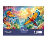 Two Parrots Fly over Valley 1000 Piece Jigsaw Puzzle Colorful Parrot Recycled Cardboard, Challenging Puzzle for Adults 52x38cm/1000pcs