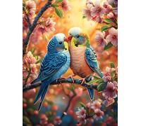Two Parrots in A Blooming Tree 500-piece Jigsaw Puzzle Bundle Science Fiction Magical Dream Family Puzzle Lovers Brain Training Mindful Activity Spring Paperboard Creativity & Gift Giving