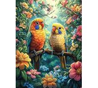 Two Parrots in Flower Garden 500 Piece Complete DIY Jigsaw Puzzle Collectors Mind Relaxation Educational Decorative Puzzle Gifts for Adults Wooden Cardboard 500 PCS
