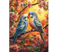 Two Parrots on A Blossom Branch 500 Piece Complete DIY Jigsaw Puzzle Wildlife Pet Collectors Mind Relaxation Educational Decorative Puzzle Gifts for Adults Recycled Cardboard 500 PCS